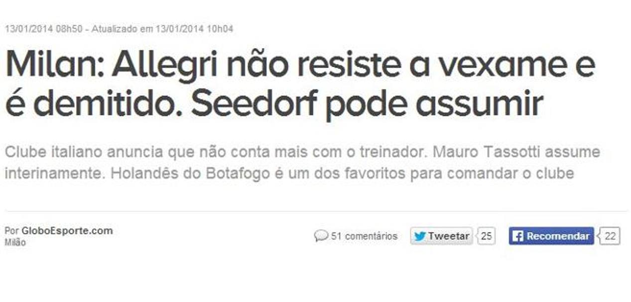 Su Globoesporte in Brasile: 